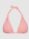 Reiss Pink Annabella Knot Detail Triangle Bikini Top