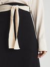Reiss Black Lyla Jersey Midi Skirt With Tie Detail