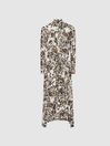 Reiss Neutral Bobby Floral Printed Midi Dress