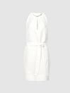 Reiss White Rhona Embroidered Mini Dress