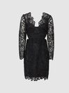 Reiss Black Erica Lace Bodycon Dress