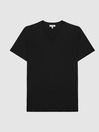 Reiss Black Dayton Cotton V-Neck T-Shirt