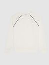 Reiss White Monty Contrast Piping Jersey Top