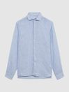 Reiss Blue Stripe Ruban Linen Button-Through Shirt