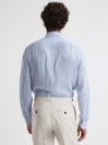 Reiss Blue Stripe Ruban Linen Button-Through Shirt