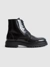 Reiss Black Stepney Leather Ankle Boots