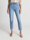 Reiss Pale Blue Raye High Rise Slim Straight Fit Jeans