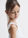 Reiss White Abby Senior Lace Detail Bow Back Dress