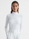Reiss White Phoebe Jersey Rollneck Top