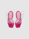 Reiss Pink Cassie Suede Strappy Wedge Heels