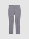 Reiss Navy Squad Linen Dogtooth Adjuster Trousers