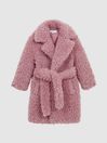 Reiss Pink Theo Senior Teddy Coat