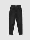 Reiss Black Daniel Washed Cropped Jeans