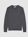 Reiss Mid Grey Melange Wessex Pure Wool Jumper