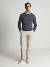 Reiss Mid Grey Melange Wessex Pure Wool Jumper