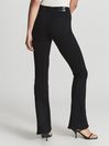 Reiss Black Lou Lou Paige High Rise Twisted Seam Flared Jeans