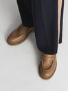 Reiss Taupe Beckton Leather Loafers