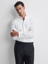 Reiss White Fitzrovia Pleat Front Winged Collar Shirt