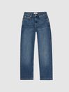 Reiss Mid Blue Adele Mid Rise Relaxed Wide Leg Jeans