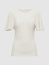 Reiss Ivory Connie Fluid Sleeve T-Shirt