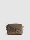 Reiss Taupe Clea Leather Crossbody Bag
