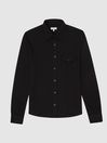 Reiss Black Scott Textured Jersey Overshirt