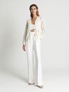 Reiss Ivory Laila Cable Knit Cardigan