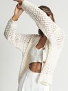 Reiss Ivory Laila Cable Knit Cardigan