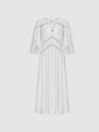 Reiss White Delphine Macrame Midi Dress