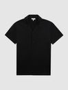 Reiss Black Caspa Mercerised Jersey Cuban Collar Shirt