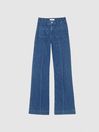 Reiss Mid Blue Isa High Rise Flared Jeans