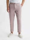 Reiss Washed Pink Truce Cotton-Linen Blend Casual Trousers