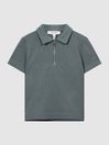 Reiss Sage Billy Junior Half Zip Textured Polo T-Shirt