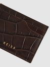 Reiss Chocolate Cabot Leather Card Holder