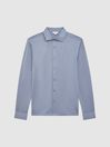Reiss Airforce Blue King Mercerised Cotton Button-Through Shirt