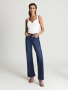 Reiss Pale Blue Leenah Paige High Rise Flared Jeans