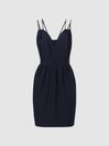 Reiss Navy Justine Halston Embellished Strap Mini Dress