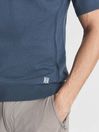 Reiss Airforce Blue Oval Half Zip Funnel Neck Polo T-Shirt