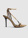 Reiss Gold Adela Leather Chain Strappy Sandals