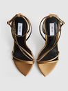 Reiss Gold Adela Leather Chain Strappy Sandals