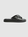 Reiss Black Amhurst Leather Slider Sandals