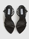 Reiss Black Adela Satin Strappy Sandals
