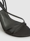 Reiss Black Adela Satin Strappy Sandals