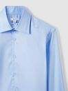 Reiss Blue Frontier Cotton Satin Stretch Slim Fit Shirt