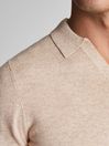 Reiss Oatmeal Swift Cashmere Blend Open Collar Polo Shirt