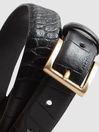 Reiss Black Molly Leather Croc Embossed Belt