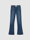 Reiss Mid Blue Genevieve Paige High Rise Flared Jeans