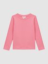 Reiss Pink Mai Junior Long Sleeve Crew Neck T-Shirt