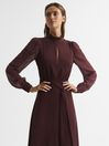 Reiss Burgundy Amelia Long Sleeve Maxi Dress