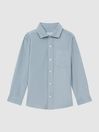 Reiss Soft Blue Albion Senior Corduroy Cutaway Collar Shirt